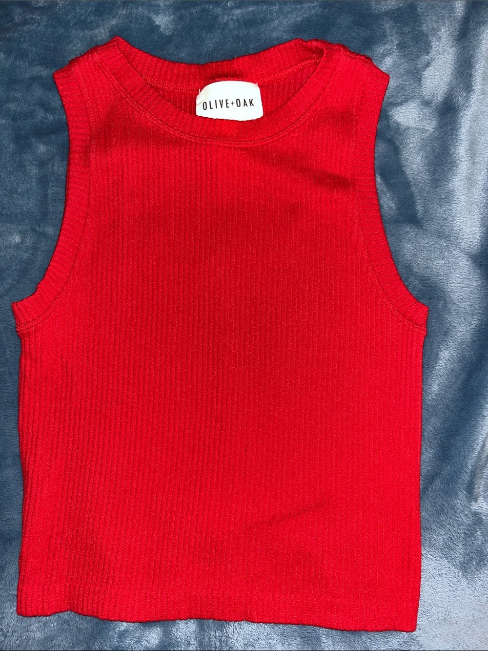 Olive & Oak Vibrant Red Ribbed Crewneck Top - Picture 2 of 2